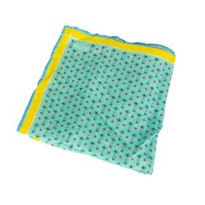 FEFE AQUA & YELLOW, PRINT PAISLEY POCKET SQUARE | MENS SIZE 31CM